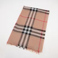 BURBERRY　バーバリー　ストール　ウール51％　シルク49%　キャメル美品 バーバリー BURBERRY シルクブレンド ガーゼストール （CAMEL