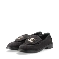 COCO♡CHANEL ローファー　コーデュロイ　黒　37 シャネル ココマーク コーデュロイ ローファー 36.5C レディース