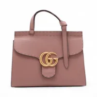 希少　GUCCI スエード×レザー ハンドバッグ ピンク系 美品】希少 GUCCI スエード×レザー ハンドバッグ ピンク系
