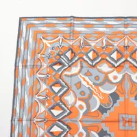 美品 エルメス シルクスカーフ カレ90 パティスリーフランセーズ オレンジ エルメス カレ90 GINZA2001 スカーフ シルク オレンジ A3823336