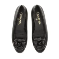 CHANEL フラットシューズ パンプス カメリア ココマーク 37 シャネル ココマーク カメリア レザー フラットパンプス 36 1/2C