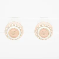 シャネル ココマーク B18C ピアス(両耳用) GP ピンク×ホワイト
