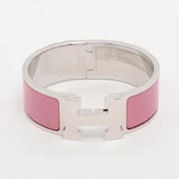 HERMES エルメス クリックH ピンク シルバー PM バングル エルメス クリッククラックH バングル メタル シルバー×ピンク