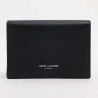SAINT LAURENT ブラック レザー カードケース Yves Saint Laurent サンローラン カードケース/名刺入れ YSL