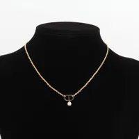 ディオール Petit CD プチCD ネックレス GP×フェイクパール ゴールド