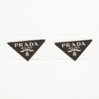 PRADA ヘアピン アイボリー プラダ トライアングルロゴ ヘアピン GP アイボリー×シルバー