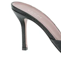 グッチ ホースビット レザー オープントゥパンプス 38 1/2