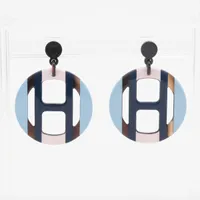 エルメス Hエキップ ピアス(両耳用) バッファローホーン ブルー