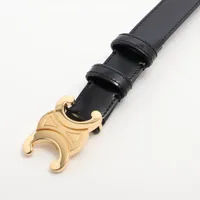 【希少サイズ75】CELINE ブラックレザーベルト トリオンフ　75 セリーヌ トリオンフ ベルト 75 レザー ブラック A3826299｜中古