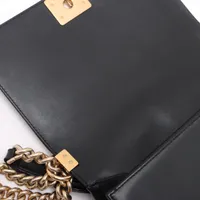 シャネル CHANEL ボーイシャネル ラムスキン ブラック×ゴールド ボーイ シャネル 「BOY CHANEL」 ハンドバッグ ショルダーバッグ