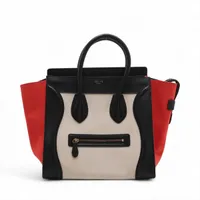 CÉLINE ラゲージミニ キャンバスxレザー セリーヌ ラゲージ ミニショッパー レザーxキャンバス