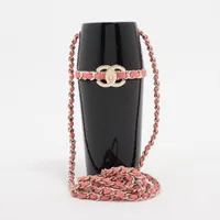 CHANEL 25ss CCロゴシュシュ シャネル ロゴ 22C シュシュ シルク ブラック×アイボリー