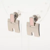 エルメス アイリーン ピアス(両耳用) メタル シルバー×ピンク