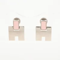 エルメス アイリーン ピアス(両耳用) メタル シルバー×ピンク