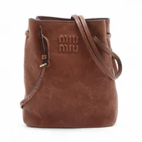 ミュウミュウ ナッパレザー ショルダーバッグ ブラウン 5NF460  