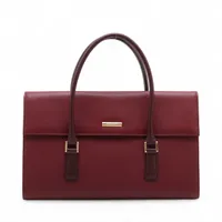 バーバリー ノバチェック キャンバス×レザー ハンドバッグ ボルドー