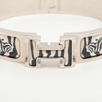 HERMES クリッククラックバングル　クリックH GP×ホワイト 箱付き エルメスクリッククラック バングル 白 ゴールド金具 ユニ