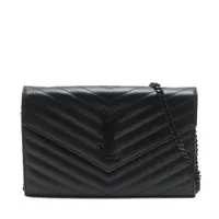 サンローランパリ カサンドラ レザー チェーンウォレット ブラック  