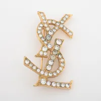 YSL イヴサンローラン ブローチ ゴールド Yves Saint Laurent - 確実正規品 イヴサンローラン ブローチ