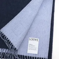 ロエベ ウール×カシミヤ アナグラム マフラー LOEWE ロエベ マフラー バイカラー ストール フリンジ
