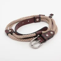 【リユサ】PRADA プラダ ベルト べっこう 革 ベージュ 茶 PRADA プラダ ベルト キャンバス レザー ベージュ ブラウン ロゴ