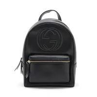 ✨美品✨グッチ リュック バックパック ロゴ型押し ナイロン レザー ブラック 楽天市場】グッチ GUCCI バックパック リュックサック バック
