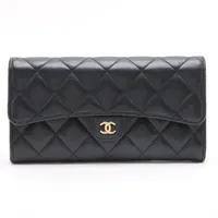 シャネル CHANEL キャビアスキン ラウンドジップ長財布 ブラック ゴールド CHANEL シャネル ラウンドファスナー長財布 マトラッセ キャビア