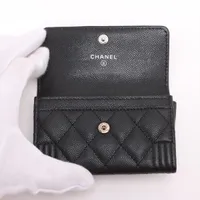 USED CHANEL ボーイシャネル キャビアスキン コイン カードケース シャネル ボーイシャネル キャビアスキン カードケース ブラック