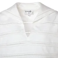 シャネル ココマーク トップス　36 ホワイト CHANEL Vintage 08P CC Mark Camellia Blouse Shirt #36 Top