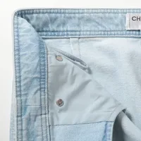 CHANEL ライトブルーワイドレッグデニム　34レインボーココボタン24C CHANEL ライトブルーワイドレッグデニム 34レインボーココボタン