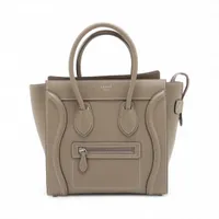 CÉLINE ラゲージ　マイクロ　スリ　グレージュ レザー ハンドバッグ セリーヌ ラゲージ マイクロショッパー レザー ハンドバッグ