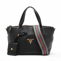 PRADA ヴィッテロダイノ 2WAYハンドバッグ ブラック プラダ ヴィッテロダイノ レザー 2WAYハンドバッグ ブラック