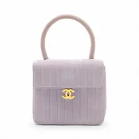 シャネル マドモアゼル スエード ハンドバッグ パープル ゴールド金具 2番台