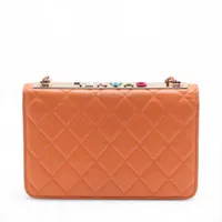 3/23限定10,000円引き◆CHANEL春色オレンジヴィンテージウォレット◆ CHANEL シャネル ヴィンテージ チェーンウォレット レア アイテム