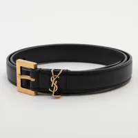 SAINT LAURENT ブラックレザーベルト YVES SAINT LAURENT イヴサンローラン レザー ベルト ブラック系