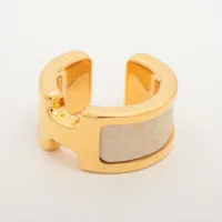 エルメス オランプ イヤーカフ GP×レザー ゴールド×アイボリー