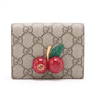 GUCCI グッチ GGスプリーム チェリー コンパクトウォレット 折り財布 グッチ GGスプリーム チェリー 476050 PVC×レザー コンパクト
