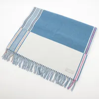 エルメス マフラー カシミヤ ブルー×ホワイト リジエール