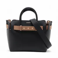 ★送料込★バーバリー ミディアム ハンドバッグ 2WAY バーバリー ベルトバッグ レザー 2WAYハンドバッグ ブラックx