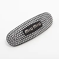 miumiu ラインストーンバレッタ ミュウミュウ ロゴ バレッタ ラインストーン シルバー A3837284