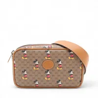 ほぼ未使用 GUCCI ディズニー ウエストポーチ GGスプリーム グッチ×ディズニー ミニGGスプリーム PVCxレザー ウエストポーチ