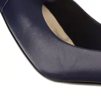 シャネル カメリア レザー パンプス 36 1/2 レディース ネイビー
