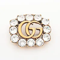 GUCCI　ダブルGブローチ GUCCI☆ダブルG クリスタル フラワー ブローチ☆すぐ届く