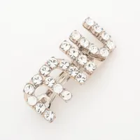 miumiu ラインストーンバレッタ ミュウミュウ ロゴ バレッタ ラインストーン シルバー A3837284