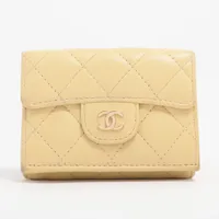 VINTAGE●CHANEL●ラムスキン コンパクトウォレット シャネル ラムスキン コンパクトウォレット マトラッセ ピンク