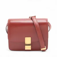 【CELINE】クラシック ボックス ショルダー バック セリーヌ クラシックボックス レザー ショルダーバッグ ブラウン