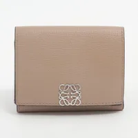 美品　ロエベ　アナグラム　レザー　コンパクト　財布　グレージュ ロエベ アナグラム レザー コンパクトウォレット ベージュ