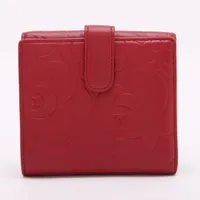 シャネル カメリア ラムスキン コンパクトウォレット レッド