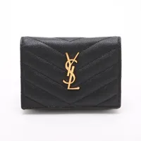 サンローラン　マネークリップ　クロコ型押し　カサンドラ　ブラック　YSL 美品】サンローランパリ マネークリップ カサンドラ YSLロゴ