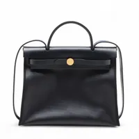 エルメス エールバッグジップPM トワルアッシュベルリンヌxレザー ネイビー ゴールド金具 B:2023年